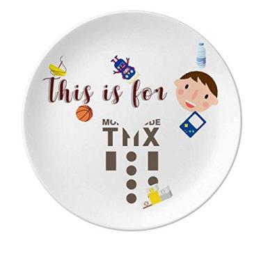 Imagem de Louça Morse Code Thank-you Dot-line Expression Porcelana Prato Jantar Redondo Prato Menino Masculino