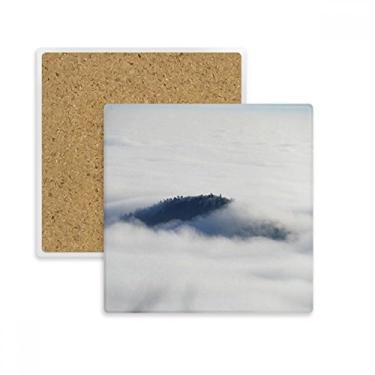 Imagem de Clouds Fog Sky Mountain Nature Forest Square Coaster Cup Mat Suporte subplaca de pedra isolante