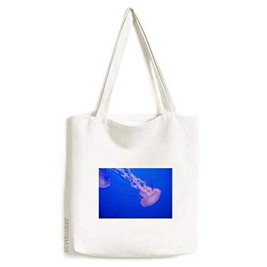 Imagem de Bolsa de lona com organismo marítimo tropical, água-viva, bolsa de compras, bolsa casual