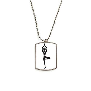 Imagem de DIYthinker Colar com pingente de corrente de aço inoxidável para ioga e menina Keep Outline
