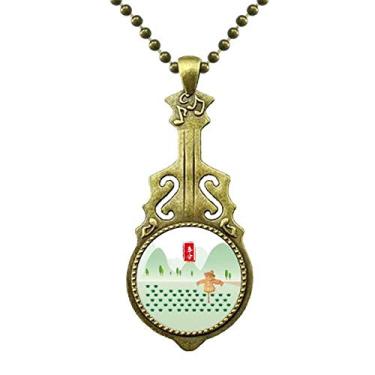 Imagem de DIYthinker Colar Vernal Equinox Vinte e Quatro Termos Solares Pingente de Música de Guitarra Antiga