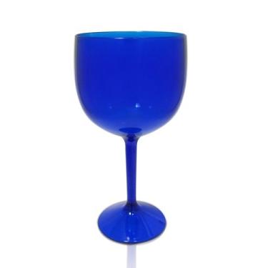 Imagem de Conjunto de 10 Taças Acrílicas para Vinho, Água e Gin 550ml KrystalON Azul