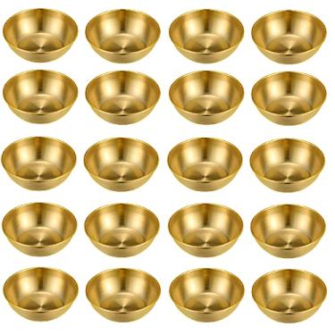 Imagem de HEMOTON 20 peças de pratos de aço inoxidável para molho empilháveis, tigelas redondas para temperos, pratos para aperitivos para restaurante doméstico (dourado)
