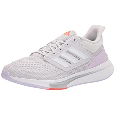 Imagem de adidas Tênis de corrida feminino Eq21, Tintura cinza painel, branco/roxo, 35