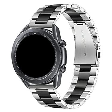 Imagem de Pulseira 22mm Metal 3 Elos compatível com Samsung Galaxy Watch 3 45mm - Galaxy Watch 46mm - Gear S3 Frontier - Amazfit GTR 47mm - Marca LTIMPORTS (Prata com Preto)