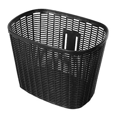 Imagem de Vaveren Cesta de bicicleta frontal destacável acessório de bicicleta estilo retrô imitação de rattan para a maioria das bicicletas para adultos Cesta de, PRETO