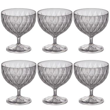 Imagem de Taça de Plástico para Sobremesa 350ml Cristal Glamour Incolor com 6 unidades Plasutil ref.14252