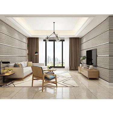 Imagem de Mwpqbd High-end 3D estéreo engrossado pele de veado veludo grão de madeira antiga fundo de TV fundo de TV não tecido listras verticais simples moderno papel de parede não autoadesivo (cor café claro/27053)
