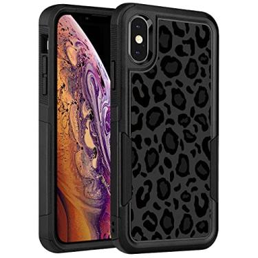 Imagem de LOQUPE Capa projetada para iPhone Xs MAX 6,5 polegadas, resistente, resistente, leve, fina, à prova de choque, capa protetora para iPhone Xs MAX 6,5 polegadas, mulheres meninas, estampa fofa de leopardo