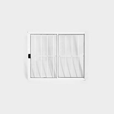 Imagem de Janela de Alumínio de Correr 100x100cm Com Grade Plus Lux Esquadrias Branco
