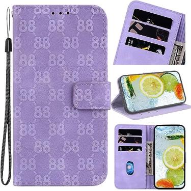 Imagem de HUANGTAOLI Capa de telefone com slots de cartão de couro PU para Oppo A76 4G, fecho magnético Kickstand carteira capa para Oppo A76 4G