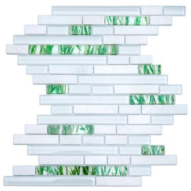 Imagem de Pastilha de Mármore com Vidro e Alumínio Glass Stone Cinza/Verde