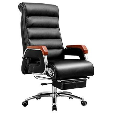 Imagem de Cadeira de escritório ergonômica, cadeira de escritório ergonômica reclinável de 150° com apoio de braço e apoio para os pés, cadeira sedentária confortável Boss, encosto multissegmento, cadeiras