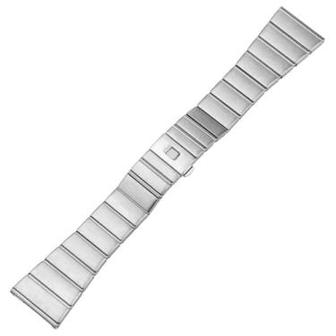 Imagem de DFAMIN Pulseira de aço inoxidável para pulseira de relógio Omega 15mm 17mm 18mm 23mm 25mm pulseira de relógio de metal sólido pulseira de aço (cor: Prata, tamanho: 25mm)