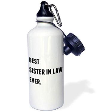 Imagem de 3dRose Best Sister In Law Ever, garrafa de água esportiva com letras pretas em fundo branco, 600 ml, multicolorido