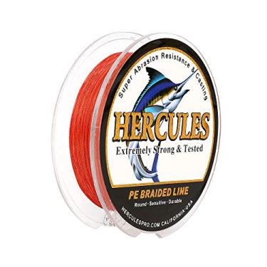 Imagem de Hercules Linha de pesca trançada super forte 4 fios super econômico de 1,8 kg a 2,3 kg Teste para água salgada, 109/328 / 547/1094 jardas (100 m / 300 m / 500 m / 1000 m), Diam# 0,08 mm - 0,55 mm Pesca esportiva, Vermelho, 10LB(4.5KG)-0.12MM-109YDS(100M)