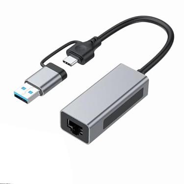 Imagem de Adaptador Ethernet USB 3.1 de 2,5 G, 2 em 1 USB-A/USB-C para Ethernet de 2,5 Gbps, conversor de rede RJ45 para PC, laptop, Windows, Mac OS Linux