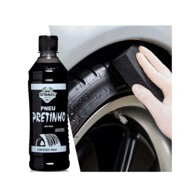 Imagem de Pretinho Gitanes Pneu 500ml Alto Brilho Nova Formula Carro