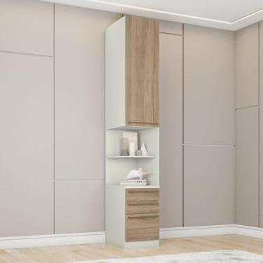 Imagem de Mesa de Cabeceira 1 Porta 2 Prateleiras Seletto Henn Areia Hp