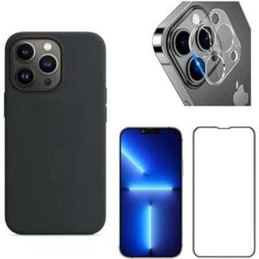 Imagem de Kit Capa Anti Impacto Aveludada + Película 3D + Pel Câmera Para iPhone 11 12 13 Pro Max 14 (iPhone 13 Pro Max)
