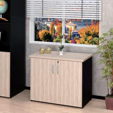 Imagem de Armário Para Escritório Multiuso Baixo Fechado 2 Portas 80cm Carvalho