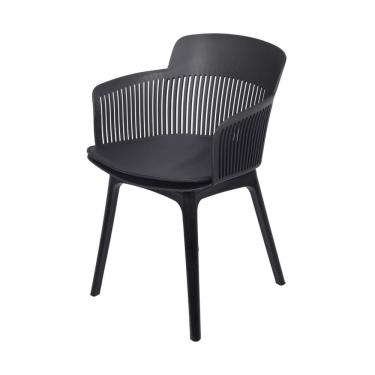 Imagem de Cadeira Mena Marcela Polipropileno Preto Assento Estofado em PU Base Fixa