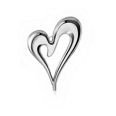 Imagem de EUDAIMIA Alfinetes de coração prata bonito lapela hijab broches para mulheres moda joias presente, Metal, Sem pedras preciosas