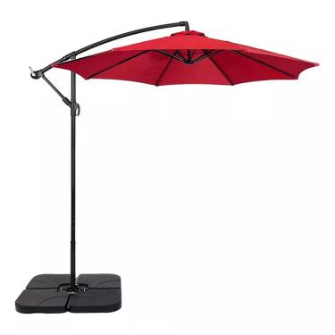 Imagem de Ombrelone Articulado Guarda Sol De Praia Jardim Lateral 3 Metros Laranja Base 60l  RM Decor