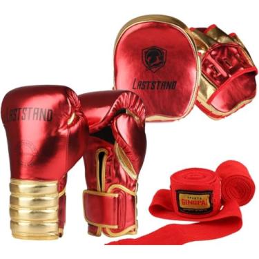 Imagem de Luvas de boxe muay thai couro pu, crianças, adultos, saco de pancadas, treinamento de boxe, karatê, luvas de combate, 6 onças, 8 onças, 10 onças, 12 onças, vermelho, 10 onças