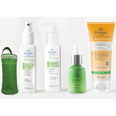 Imagem de Bioage Kit de Tratamento de Pele Facial Unissexo - Sabonete + Serum + Tonico + Protetor Solar FPS70 - Tratamento Antiacne Completo