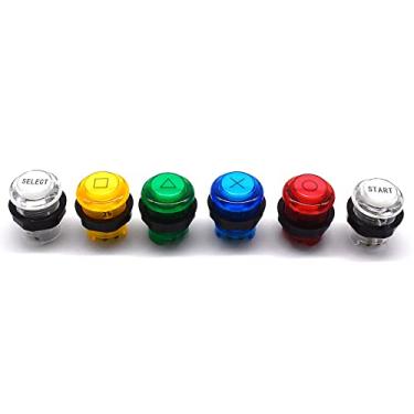 Imagem de Arcity 6 Pçs/lote 28 mm Arcade LED Botões Iluminados Start Select O X Triângulo Quadrado Círculo Iluminado Multicolorido com Microswitch para Arcade Machine Games Console Parts 5V