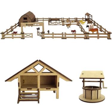 Imagem de Mini Fazendinha com Celeiro Galinheiro e Poço Artesiano MDF