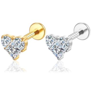 Imagem de Piercing Labret Titânio Pvd Coração Zircônia Helix Tragus Conch Boca-Medusa (Dourado)