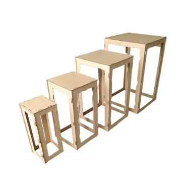 Imagem de Mesa Cubo Vasado Festa Decoraçao Pmg Mdf Cru