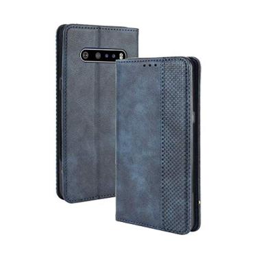 Imagem de Capa para LG V60 ThinQ 5G, capa flip carteira de couro para LG V60 ThinQ 5G, capa magnética retrô para celular, capa carteira com compartimentos para cartão
