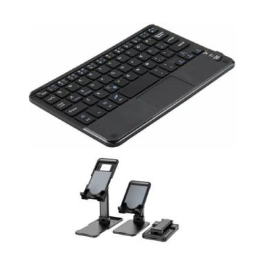 Imagem de Teclado Touchpad Bluetooth + Suporte Para Tablet Lenovo M9 - Fam, Pret