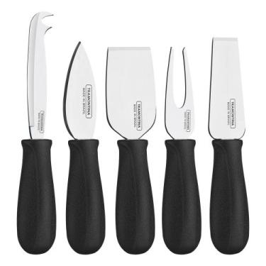 Imagem de Jogo para Queijos Tramontina Harmoniza em Aço Inox e Cabos Pretos 5 Pe