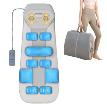 Imagem de Tapete de massagem de corpo inteiro com calor, almofada de cadeira com 20 cabeças de massagem altas e baixas no pescoço, Massagem vibratória de ponto fixo, 3 modos de massagem automática