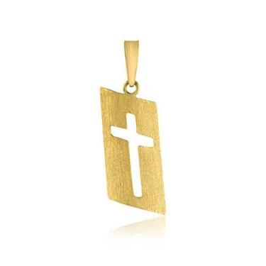 Imagem de Pingente De Ouro 18k PLaca Crucifixo - Elegancy Joias
