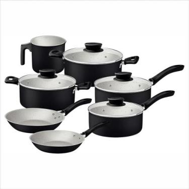 Imagem de Jogo de Panelas Tramontina Linz Antiaderente Starflon Max Preto 07 Peç