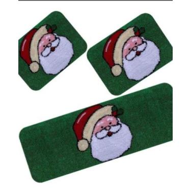 Imagem de Jogo de Tapete De Frufru Cozinha 3 Peças Papai Noel fundo cru - Valent