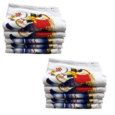 Imagem de Kit 9 panos de prato pé de galinha estampado reutilizável - Filó Modas