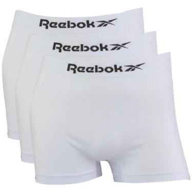 Imagem de Kit 3 Cuecas Boxer Masculina Reebok Classic Microfibra Lisa, Branco, M