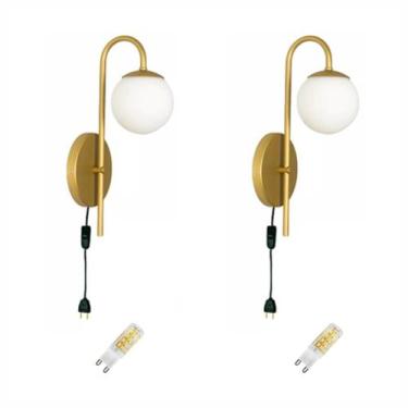 Imagem de 2 Arandelas Abajur Parede Interna Cama Interruptor Dourado - Arandelas