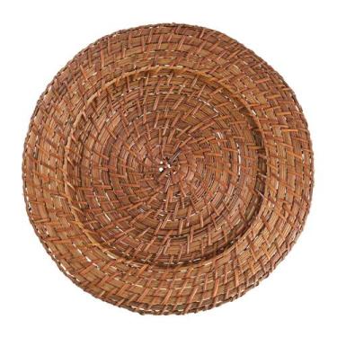 Imagem de Sousplat Redondo Marrom Rattan 32Cm Rafimex