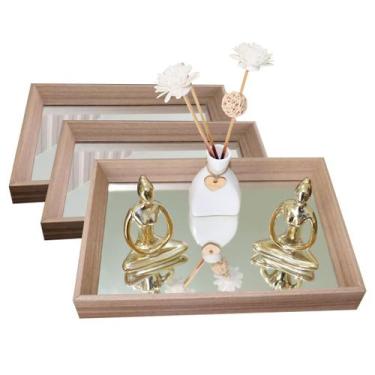 Imagem de 3 Bandeja Espelhada para Organizar Maquiagens Joias Perfumes Quarto La