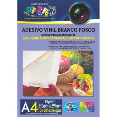 Imagem de Adesivo Vinil Imprimível A4 90g Branco Fosco 10 Folhas - Off Paper