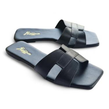 Imagem de Sandália Rasteirinha Em Couro Legítimo casual Moda Verão JaquesCoutoSh