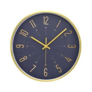 Imagem de Relógio de Parede Dourado e Azul 30cm - PARIS LUZ