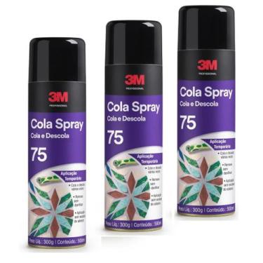 Imagem de Kit 3 Adesivo Cola Spray 75 3m 500ml Reposicionavel Sublimação Origina